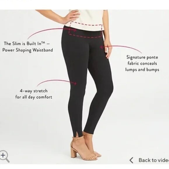 Spanx Ponte Ankle Length Slit Hem Leggings Navy - Large Petite - Picture 8 of 8